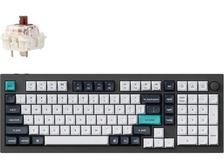 Keychron Q5 Max QMK/VIA Ασύρματο Μηχανικό Gaming Πληκτρολόγιο με Gateron Brown Διακόπτες RGB White Black
