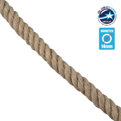 GloboStar(R) 77645 Εύκαμπτο Σχοινί Στριφτό Τριχιά 1m Διαμέτρου 14mm Μπεζ με Εσωτερικό Καλώδιο Διατομής 2x0.75mm