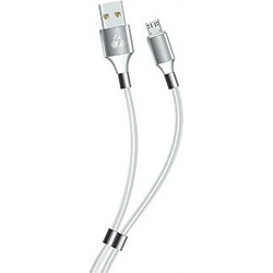 Data cable Powertech PTR-0085 Micro USB to USB 2.0 καλώδιο δεδομένων 1m Silver