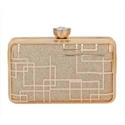 ΤΣΑΝΤΑΚΙ CLUTCH ΜΕΤΑΛΛΙΚΟ ΜΕ ΔΕΡΜΑΤΙΝΗ - Χρυσό