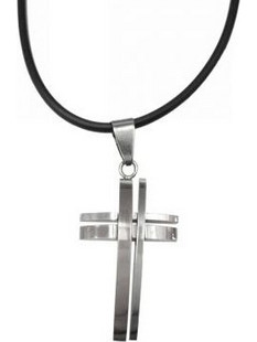 Kostibas 1313-345A, Σταυρός, Stainless Steel, Ατσάλι, Καουτσούκ, Ασημί