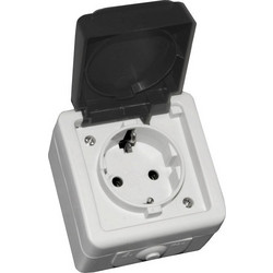 Adeleq Πρίζα Σούκο Μονή Εξωτερική Στεγανή IP54 16A Γκρι 13-15501223