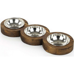 Μπωλ Φαγητού Κατοικιδίων 268EVL1392 48x16,5x3,5cm Walnut-Silver Hanah Home