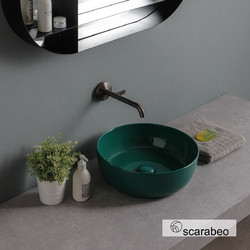 Scarabeo Glam Επικαθήμενος Νιπτήρας Μπάνιου Στρογγυλός Πορσελάνης 39x14cm Πράσινος 502-1807-900G