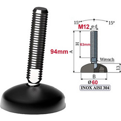 TeCom 18/7045 Πέλμα βάσης O60 M12 INOX