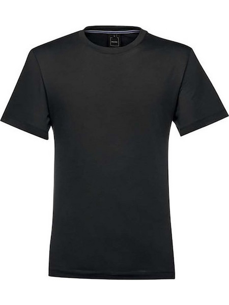 GEOX M T-SHIRT λαιμοκοψη μαυρο ελαφρύ ύφασμα 100% Βαμβάκι Κανονική εφαρμογή
