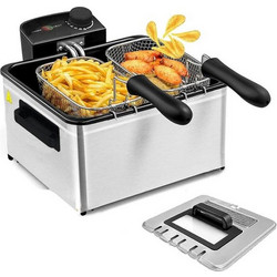 Cheffinger Φριτέζα Λαδιού από Ανοξείδωτο Ατσάλι 2000W με 3 Αφαιρούμενα Καλάθια 5L, CF-EDP5 - Cheffinger