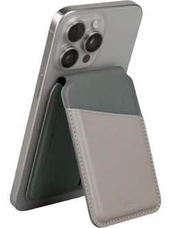 Universal Θήκη Uniq Lyden Duo Series MagSafe Πορτοφόλι για Κάρτες με RFID & Αναδιπλούμενη Βάση από Δέρμα Vegan - Ivory Lichen / Green (UNIQ-LYDENDS-IVYLGRN)