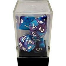 Κάισσα - Dual Blue-Purple/White Polyhedral 7-Die Set