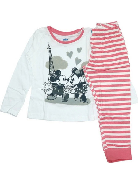 Πιτζάμα Μακρυμάνικη Minnie White Pink Lines 8020341