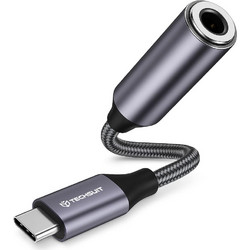 Techsuit - Premium Καλώδιο Προσαρμογέα MusicDoX (AC8) - Type-C σε Υποδοχή, Ήχος Hi-Fi, Τσιπ DAC, 3A, 0.1m - Γκρι