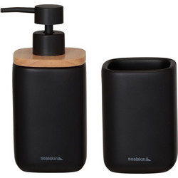 Αξεσουάρ Μπάνιου Σετ Mind Soap Dispenser & Cup Bathroom Black Sealskin 2Τεμ
