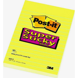 Αυτοκόλλητα Χαρτάκια Super Sticky 660S Post-It 3M Lined 102 x 152 mm Κίτρινα Ριγέ 4001895877131
