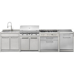 Steel Cucine Swing 9SK9BQCTRB34063SS Σύνθεση Κουζίνας Εξωτερικού Χώρου με Ψυγείο, BBQ και Πλατό 6 Εστιών
