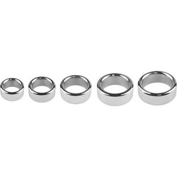Kinksters Solid Stainless Steel Cock Ring 2.6cm Σετ Δαχτυλίδια Πέους Μεταλλικό Ασημί 5τμχ