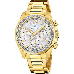 Festina Γυναικείο Ρολόι Χρονογράφος με Χρυσό Μεταλλικό Μπρασελέ F20609/1