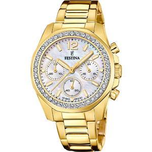Festina Γυναικείο Ρολόι Χρονογράφος με Χρυσό Μεταλλικό Μπρασελέ F20609/1