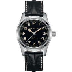 Hamilton Khaki Field Ανδρικό Ρολόι Αυτόματο με Μαύρο Δερμάτινο Λουράκι H70605731