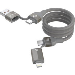 Devia Καλώδιο Σύνδεσης Usb 2.0 4in1 Woven Magnetic EC655 Usb A & Usb C σε Usb C & Lightning Pd 27W+60W 1.5m Ultra 2 Τιτάνιο - (120822, EC655)