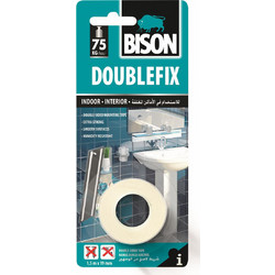 Bison Double Fix Αυτοκόλλητη Αφρώδης Ταινία Διπλής Όψης Λευκή 1.5mx19mm 6305458