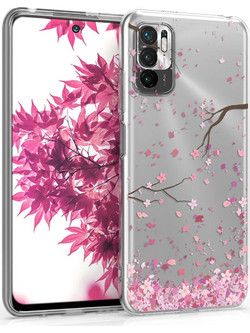 Θήκη Xiaomi Redmi Note 10 5G KWmobile TPU Silicone Case Σιλικόνης - Cherry Blossoms / Pink / Dark Brown / Transparent (54950.01)