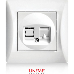Lineme Μονή Πρίζα Δικτύου RJ45 με Πλαίσιο Τύπου Cat6 σε Λευκό Χρώμα 50-00118-1