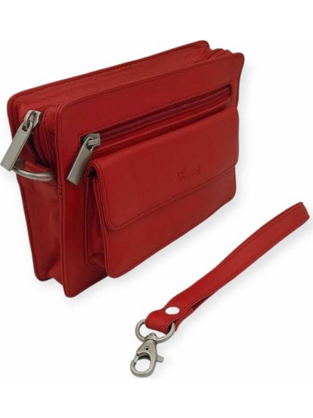 BY KOUROS KRS ΔΕΡΜΑΤΙΝΗ UNISEX ΤΣΑΝΤΑ ΧΕΙΡΟΣ-ΣΥΜΠΛΕΚΤΗΣ Νο877D KOKKINO