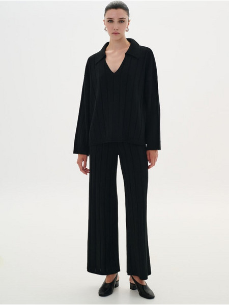 KNIT TROUSER - BLACK / OFF WHITE