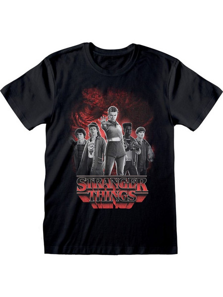 Stranger Things T-Shirt Group with Vecna behind Balck and White Size M