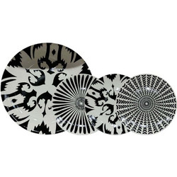 Πιάτα Γλυκού Thyme (Σετ 7Τμχ) 028892 30x30x3cm White-Black Bone China
