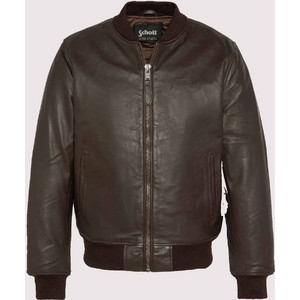 Schott LCBOMBBASIC Ανδρικό Μπουφάν Δερμάτινο Καφέ LCBOMBBASIC-BROWN