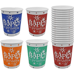 Ποτήρι χάρτινο happy birthday 50 τεμ 200mL 8x7cm Homie 1002078