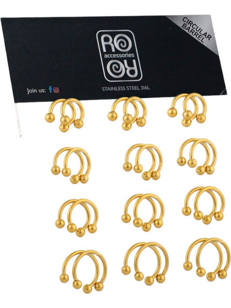 RO Accessories Σκουλαρίκια Κρίκοι Φρυδιού Χρυσά F215832 Φρυδιού 12τμχ