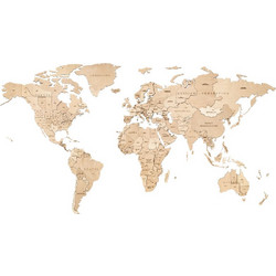 Wood World Map Untouched World Medium - Ξύλινος χάρτης τοίχου 144 x 79 cm
