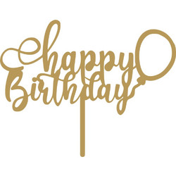 Cake Topper happy balloon Χρυσό