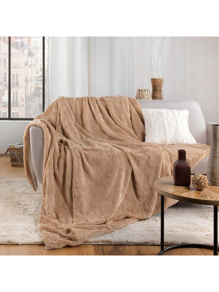 Κουβέρτα - Ριχτάρι συνθετική γούνα / sherpa Σχ. Foxy sand 100% polyester 180x220cm