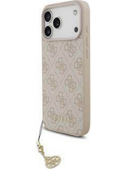 Guess 4G Charm Case Θήκη Δερματίνης με Κρεμαστό Στολίδι για iPhone 17 Pro Max Ροζ
