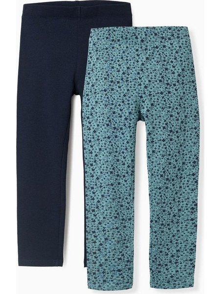 Σετ 2τμχ κολάν κορίτσι Floral print μπλε-μέντα