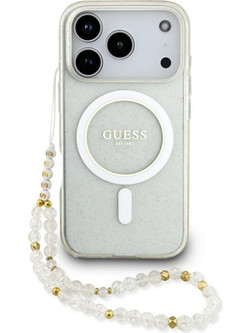 Guess IML Glitter Pearl Strap MagSafe Back Cover Clear (iPhone 17 Pro)