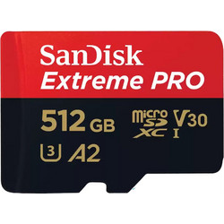 Sandisk Extreme Pro microSDXC 512GB Class 10 U3 V30 UHS-I A2 170MB/s + Adapter
