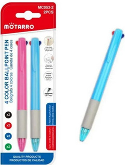 Στυλό Ballpoint 0.7mm Mε Πολύχρωμο Μελάνι 2τμχ Motarro