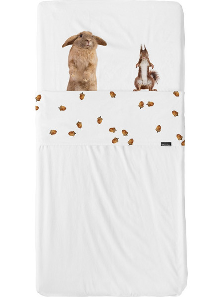 SNURK Βρεφικό Σεντόνι Κούνιας Βαμβακερό 120x150 Furry Friends White