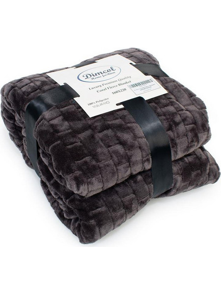 Κουβέρτα Coral Fleece Jacquard Brick 08 160X220 Grey-Black 100% Polyester