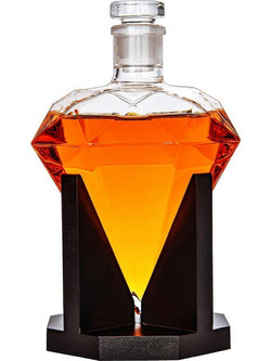 Γυάλινο Σετ Ποτού MikaMax Deluxe Diamond Decanter Set σε Σχήμα Διαμαντιού με 1 x Καράφα Σερβιρίσματος με Πώμα & Ξύλινη Βάση / 1 x Λαβίδα / 1 x Χωνί / 9 x Πέτρες Ουίσκι (8719481354626)
