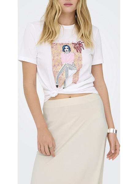 ONLY ONLCELINE REG S/S TOP JRS 15368908-Bright WhiteLook OffWhite