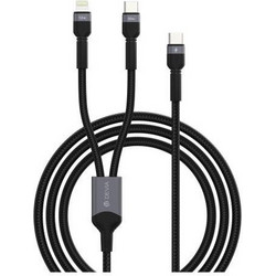 Καλώδιο Σύνδεσης USB 2.0 Devia EC648 2 σε 1 Braided USB C σε USB C & Lightning PD 60W & 12W 1.2m Extreme Μαύρο N68607