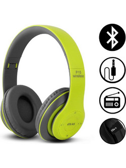 P15 Ασύρματα Bluetooth Ακουστικά Over Ear με Noise Canceling Lime