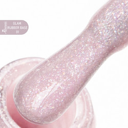 Alezori Glam 01 Rubber Base Glitter Ημιμόνιμο Βερνίκι Νυχιών