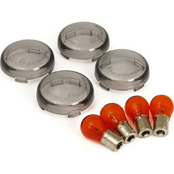 Σετ Φιμέ Κρύσταλλα Φλας για Harley Davidson '00-'24 with bullet turn signals with pop-off lens | Bullet turn signal lens kit smoke