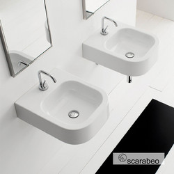 Scarabeo Next40/B Επικαθήμενος Κρεμαστός Νιπτήρας Μπάνιου Πορσελάνης 41x50cm Λευκός 9502-8047B-300